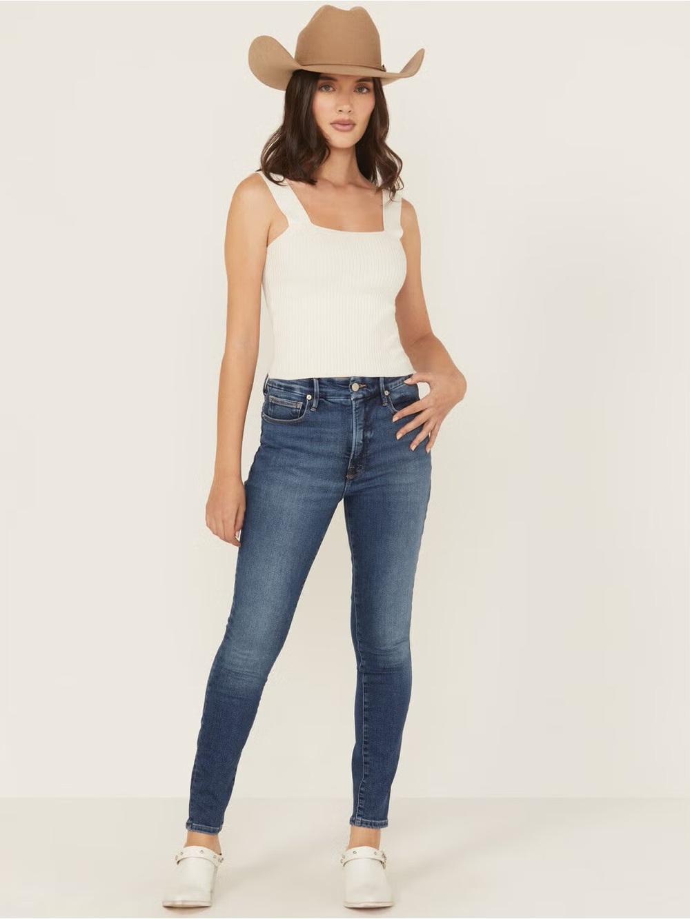 GOOD AMERICAN Good Waist Dark Wash High Rise Skinny Stretch Denim Jeans 4/27